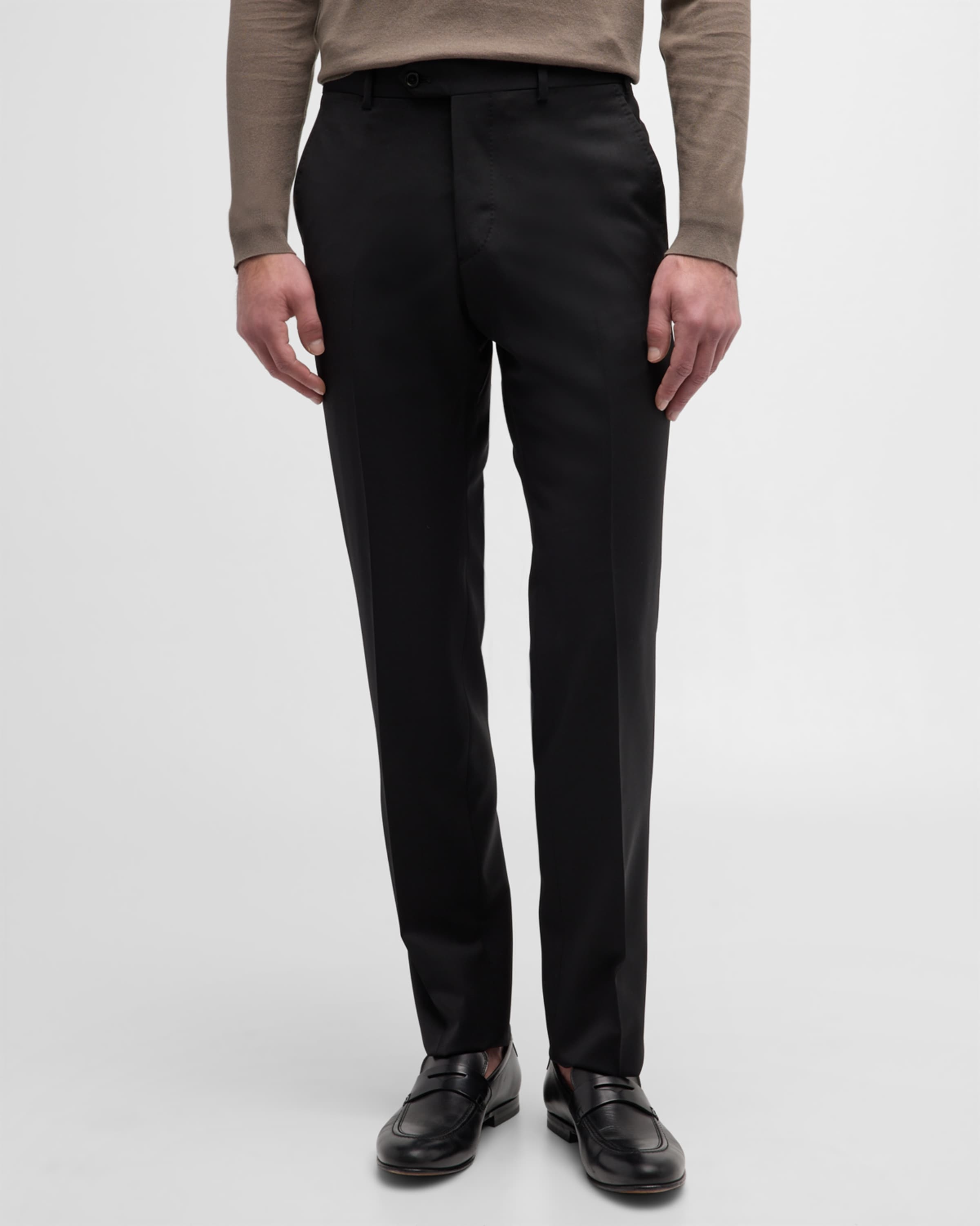 Basic Flat-Front Wool Trousers - 2