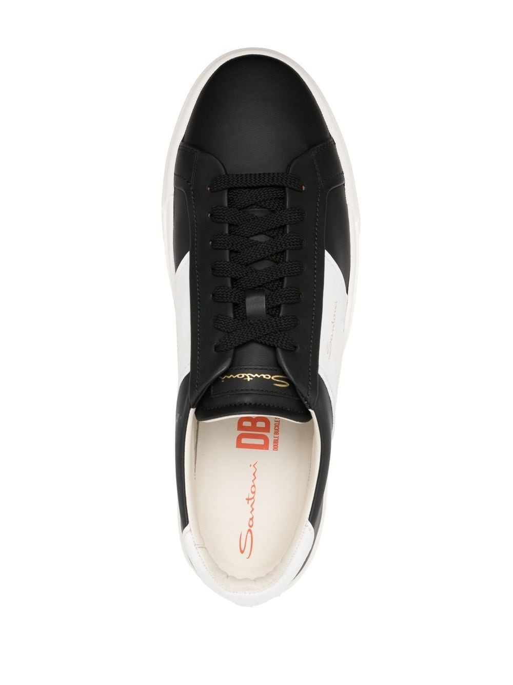 contrasting-panel leather sneakers - 4
