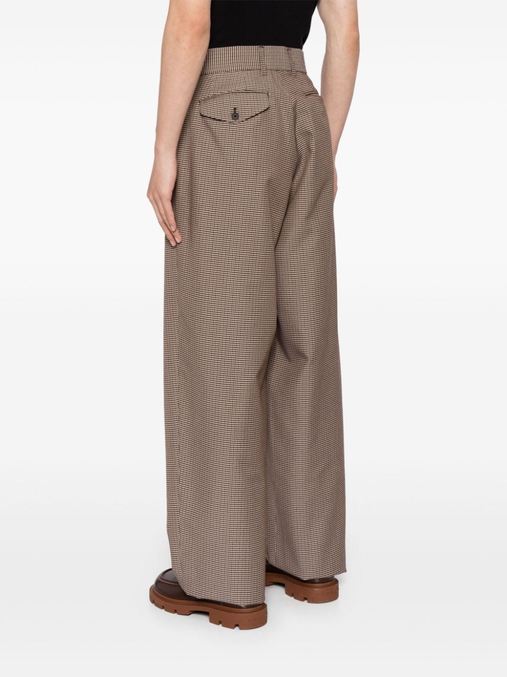 houndstooth wide leg trousers - 4