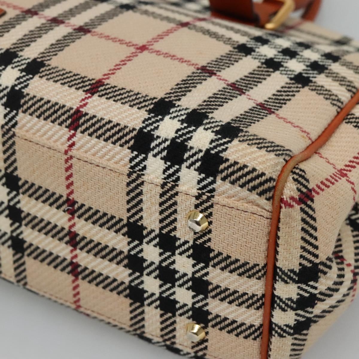 Burberry Nova Check Hand Bag Wool Beige Gold - 9