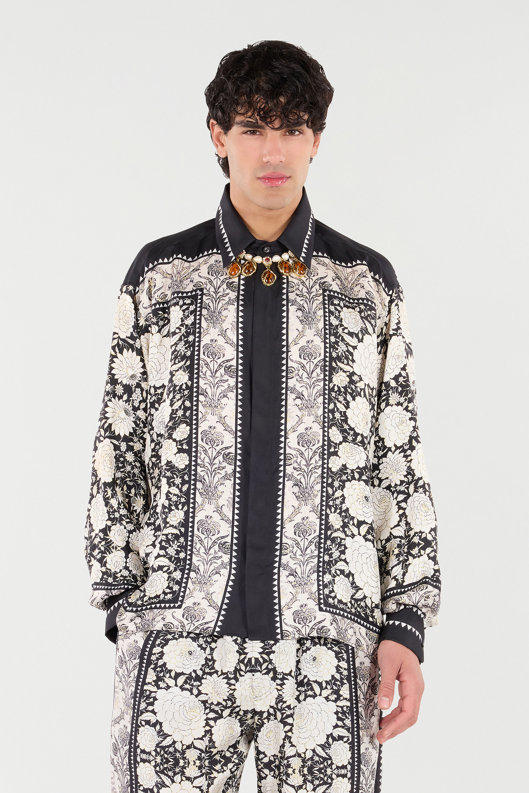 Silk Shirt With Floral Print - 3
