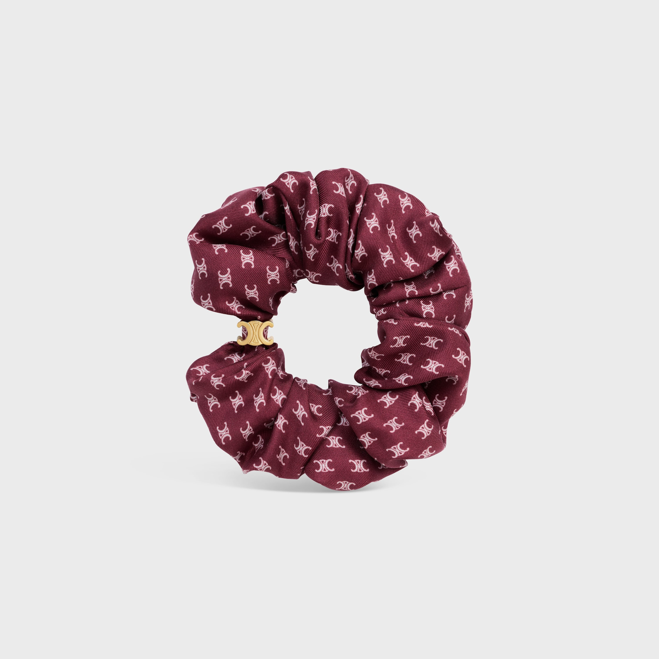 Celine Mini Triomphe Scrunchy in silk and Brass with Gold Finish - 1