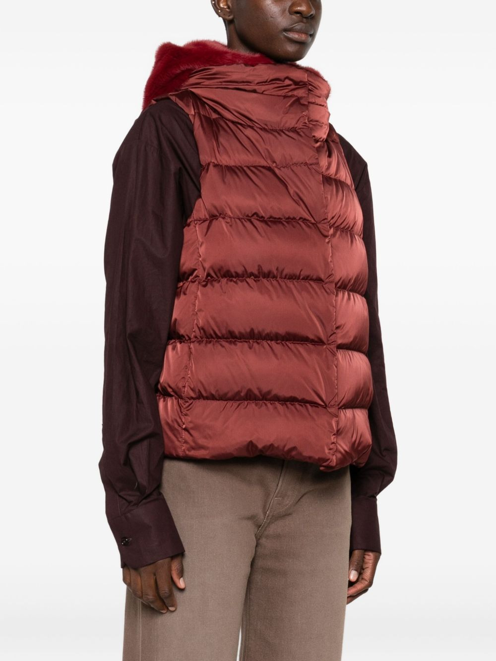 fur-trim gilet - 3