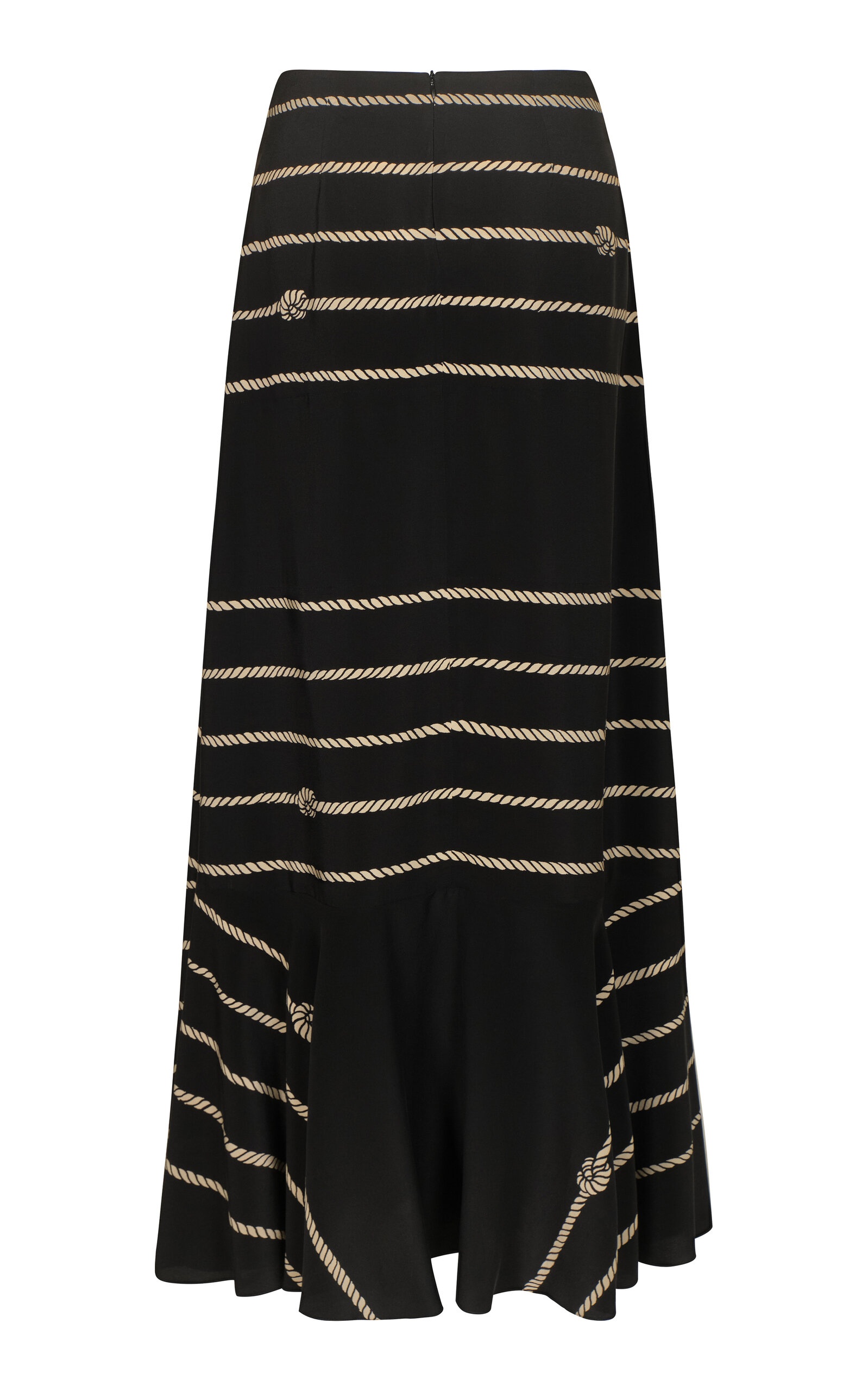 Hello Sailor Printed Silk Maxi Skirt black/white - 3