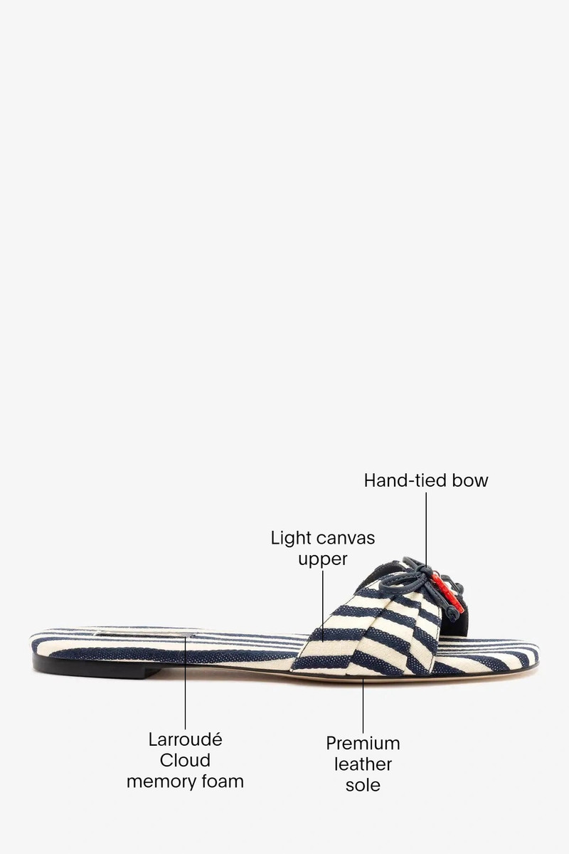 Bardot Flat Navy Striped Canvas 5