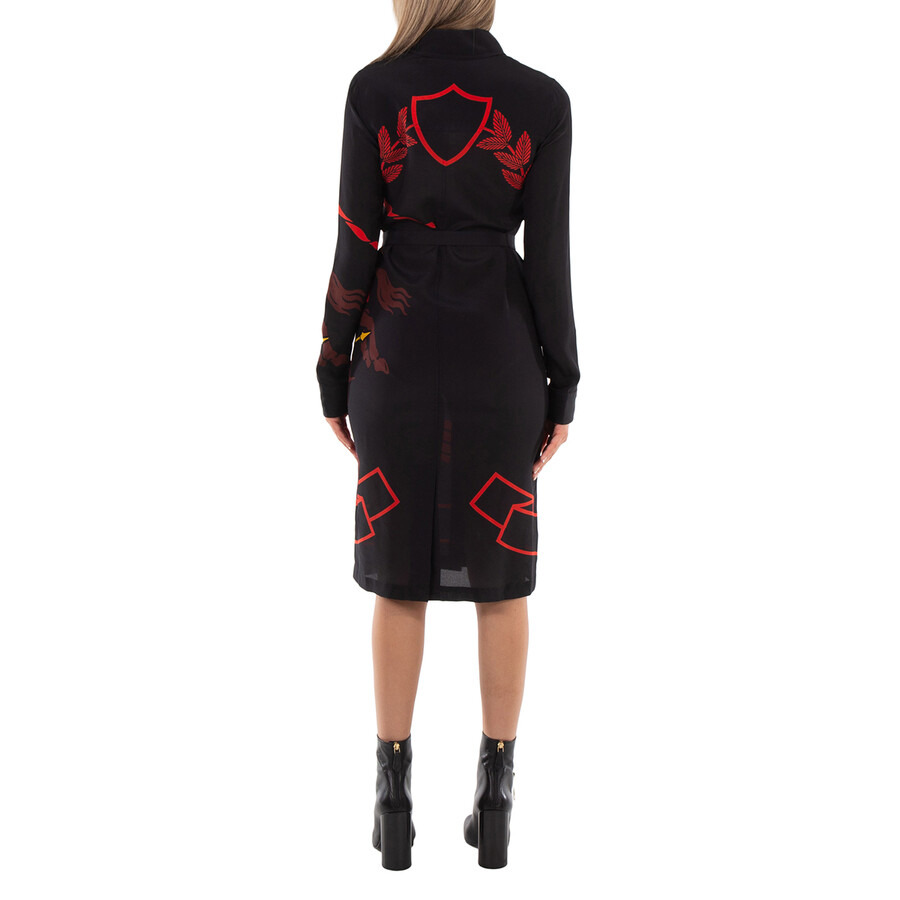 Burberry EKD Print Belted Silk Midi Shirt Dress - 6