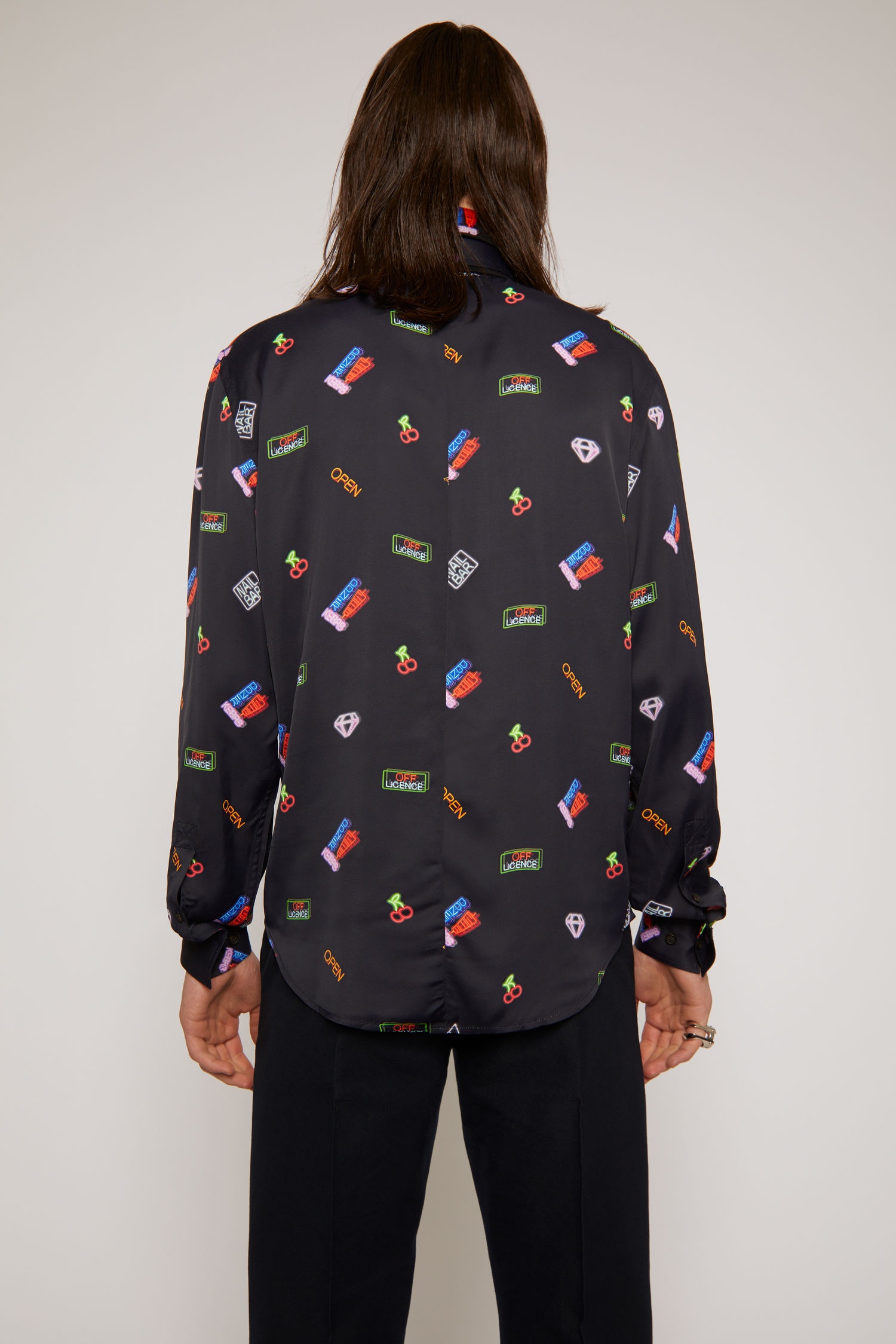 Neon sign print shirt multi black - 3