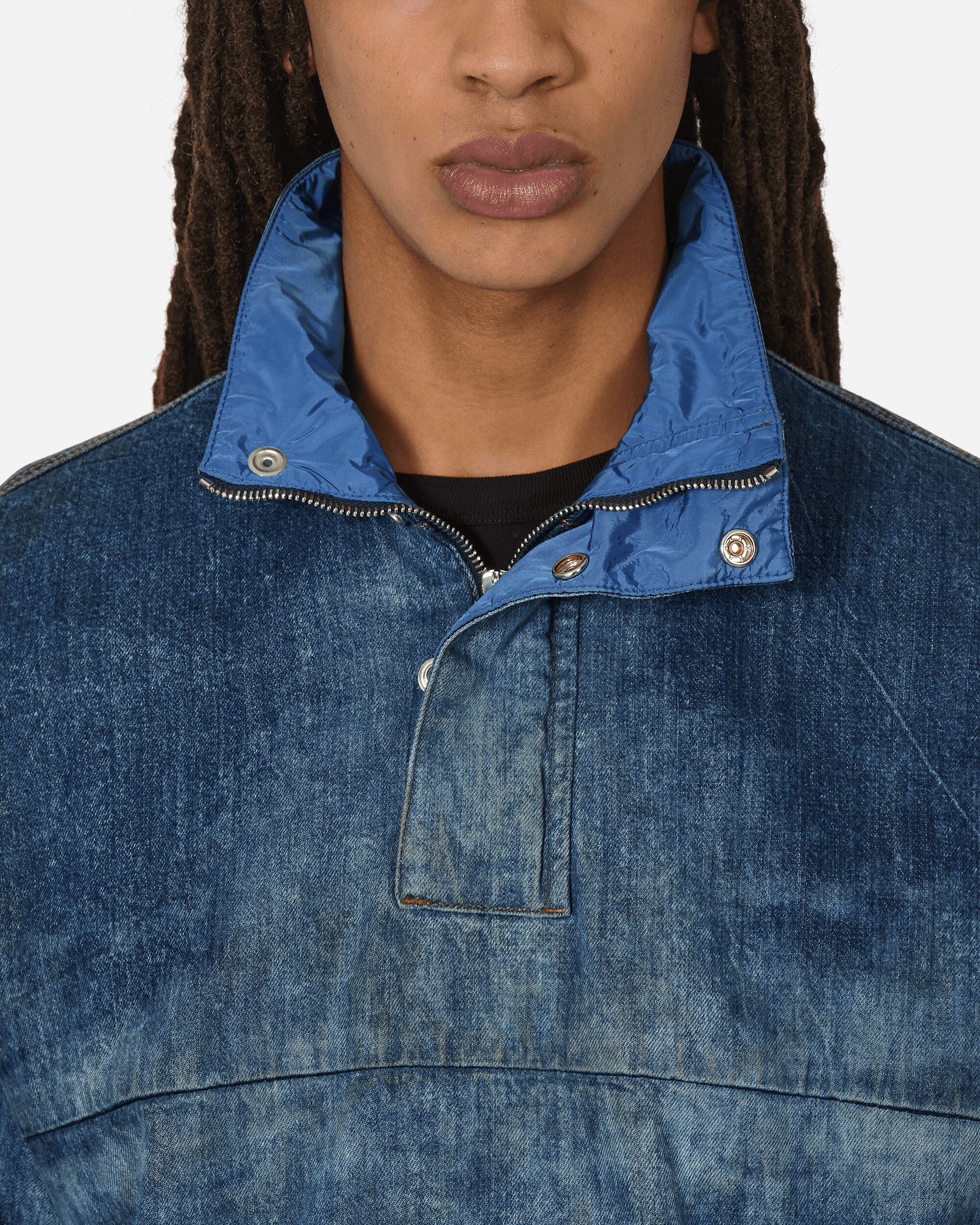 【DIESEL】 Pullover jacket in dirt-effect denim D-Flow-Fse Men's Pullover jacket in dirt-effect denim | Blue | Diesel