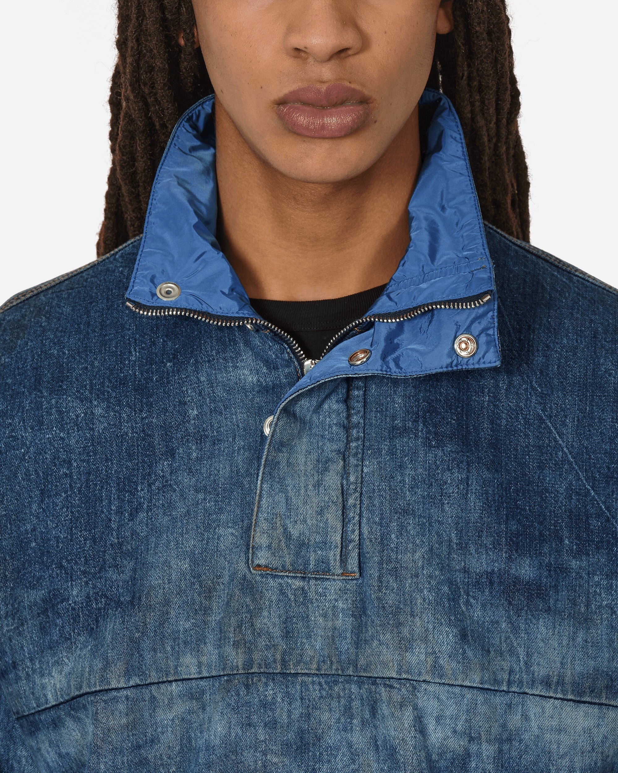 Dirt-Effect denim Pullover Jacket Blue - 5