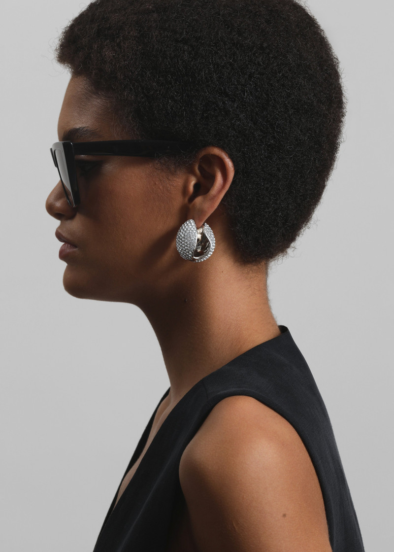 Coperni Crystal-Embellished Creole Logo Earrings - Silver 4