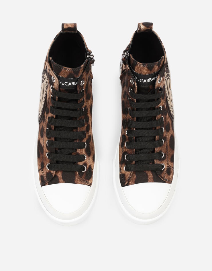 Cotton drill Portofino Light mid-top sneakers with leopard print - 4