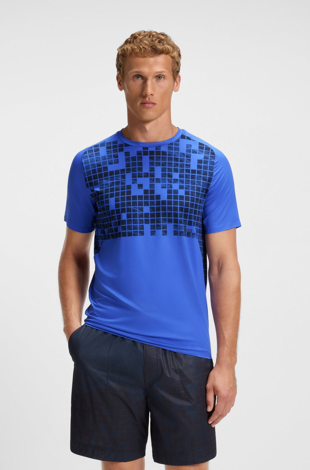 ACTIVE SLIM-FIT T-SHIRT IN PRINTED STRETCH MESH - 2