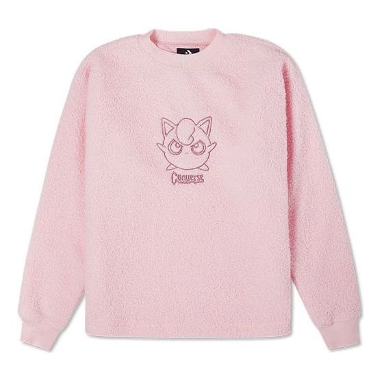 Converse x POKEMON Crossover Cartoon Embroidered Suede Round Neck Pullover Pink 10023902-660 - 1