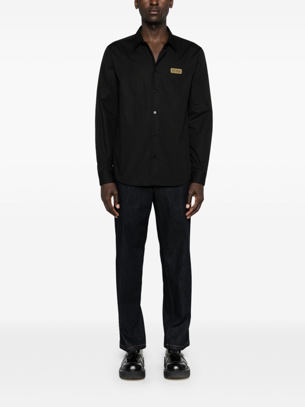 logo-plaque cotton shirt - 2