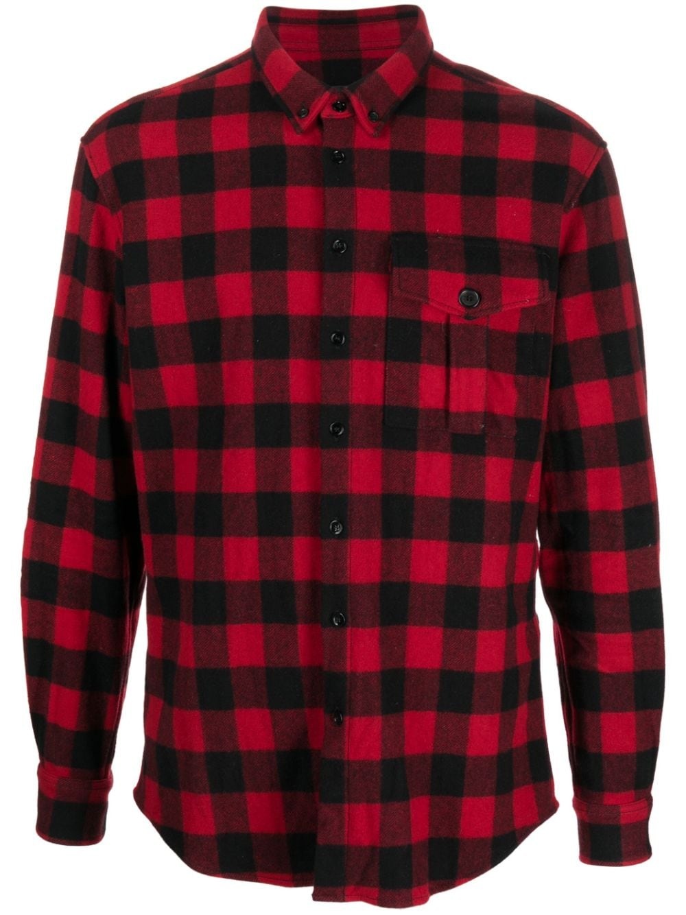 check-pattern wool-blend shirt - 1