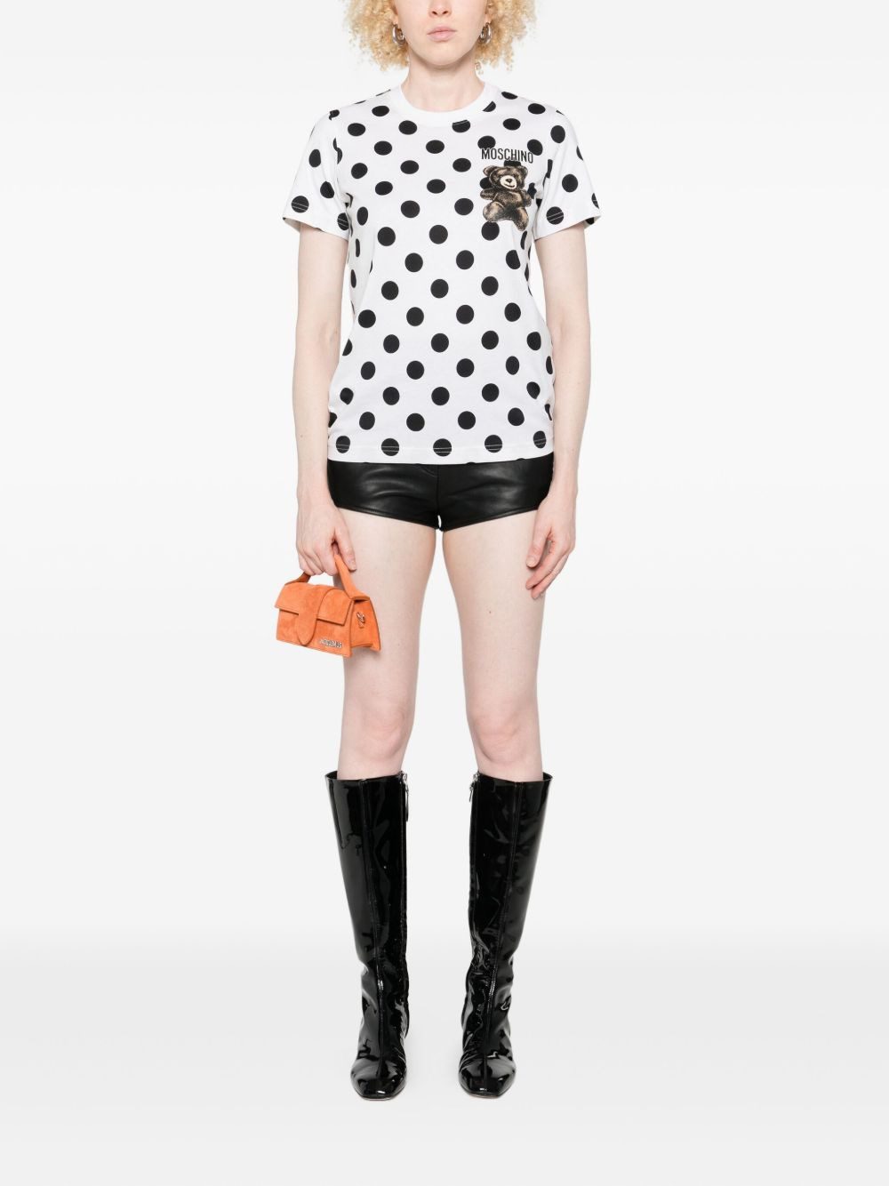 polka-dot teddy-print T-shirt - 2