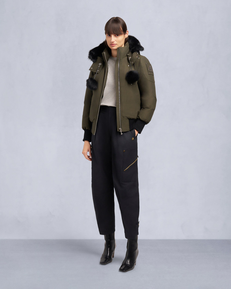MOOSE KNUCKLES ORIGINAL DEBBIE SHEARLING TRIM BOMBER JACKET outlook