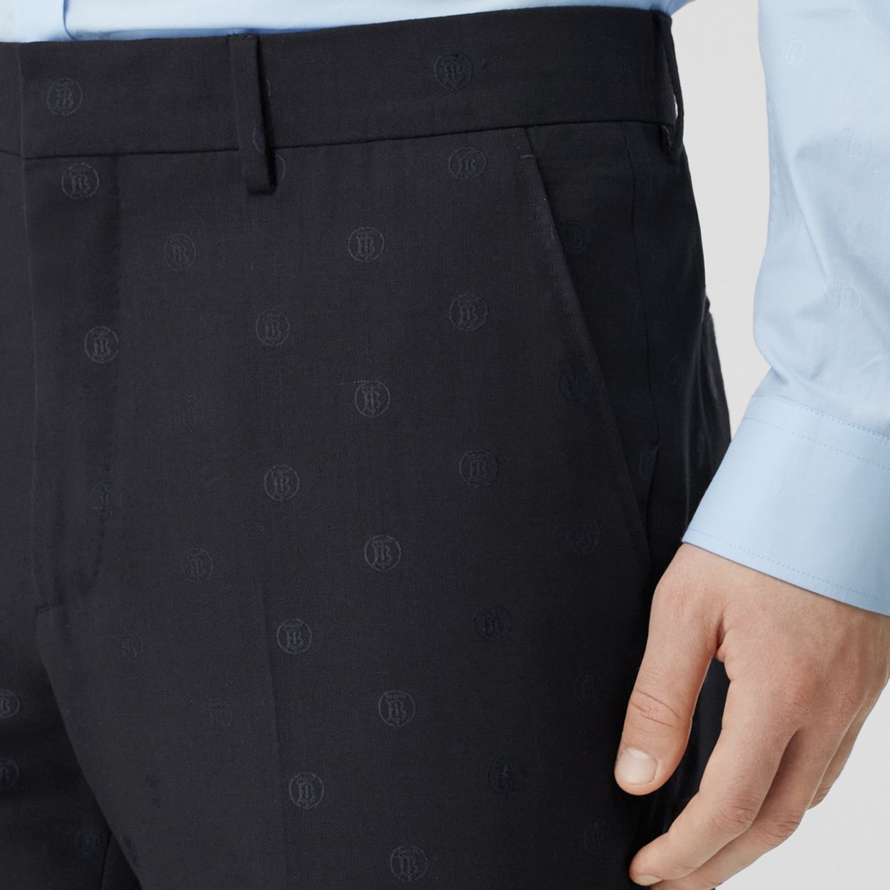 Classic Fit Monogram Wool Tailored Trousers - 3