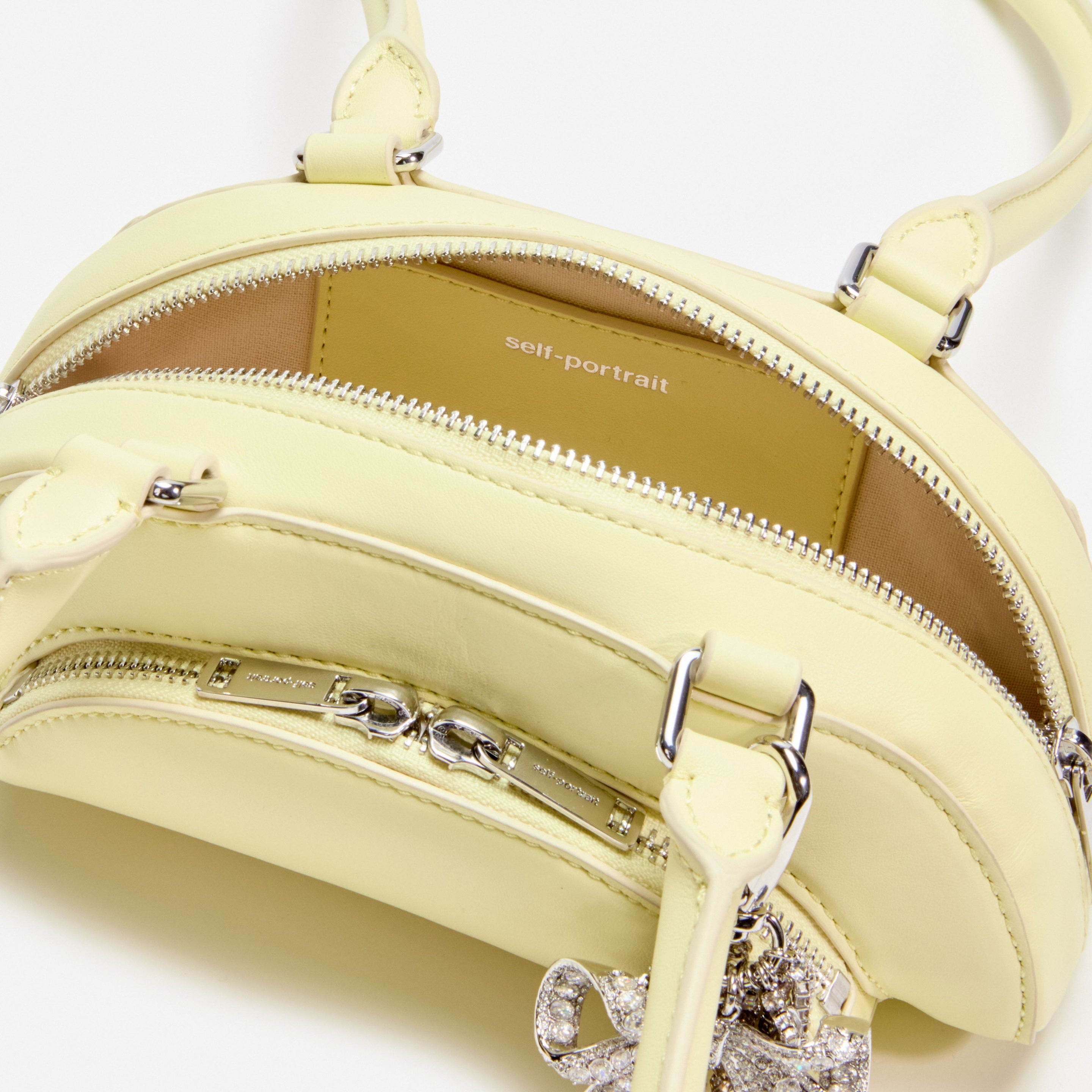 Yellow Leather Mini Shoulder Bag With Charm - 4