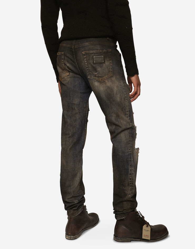 Slim-fit overdyed stretch denim jeans - 4