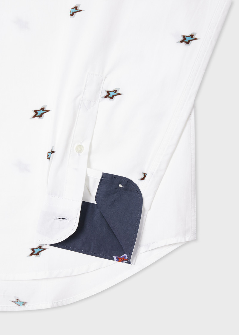 Paul Smith Tailored-Fit White 'Star' Print Shirt outlook