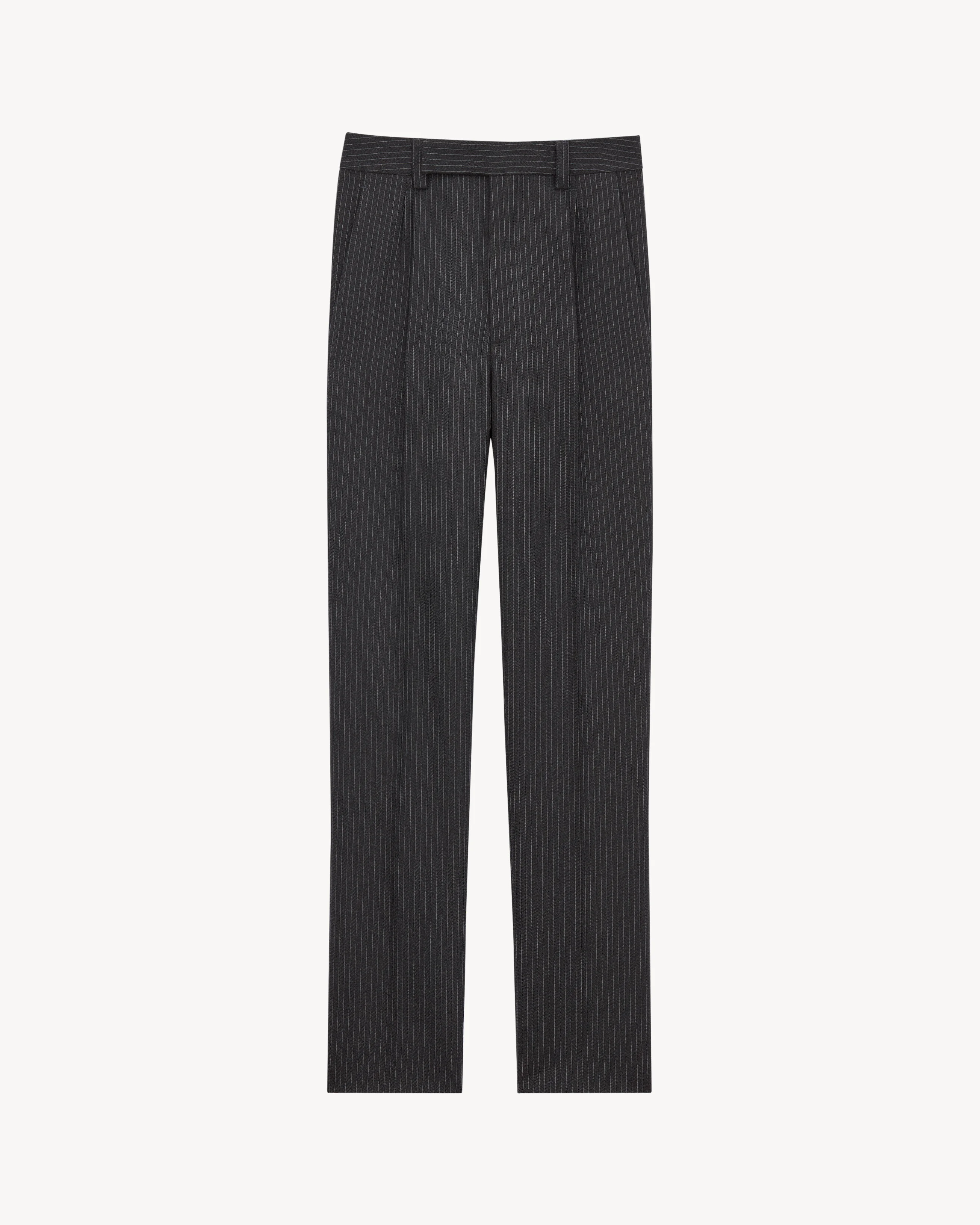 TAPERED PANTS IN STRIPED HERRINGBONE WOOL - 1