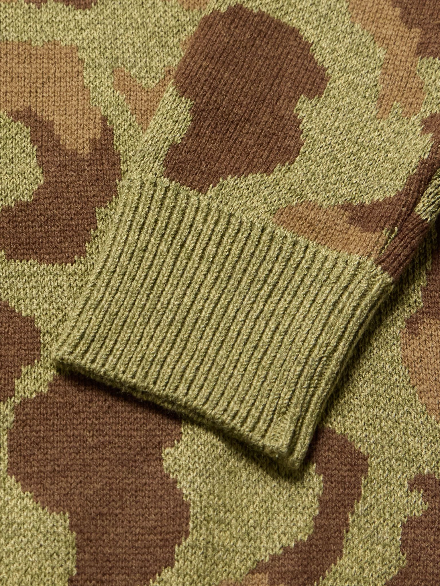 Camouflage-Print Jacquard-Knit Sweater Green - 5