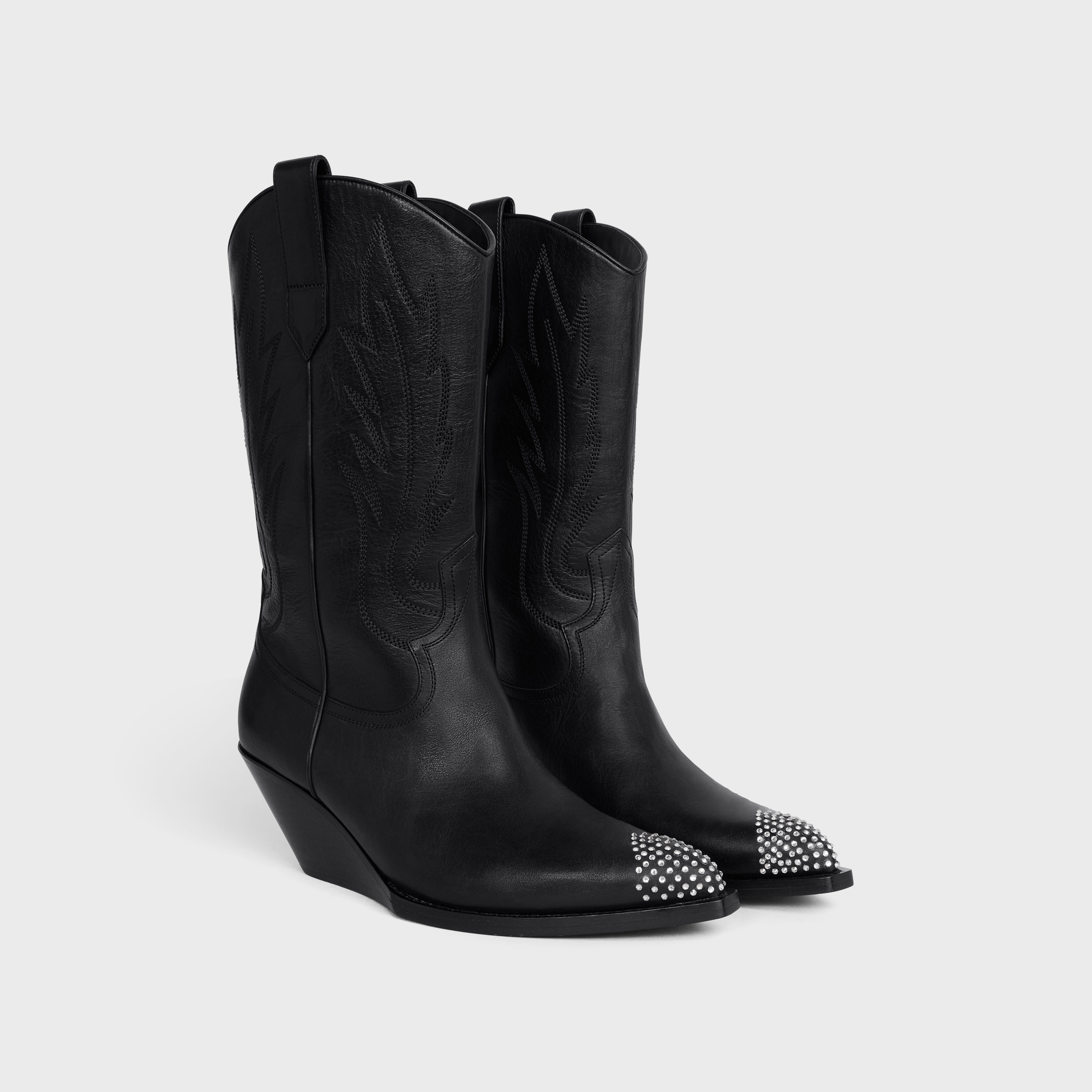 CELINE MOON HIGH BOOTS WITH STRASSED TOE CAP in Calfskin - 2