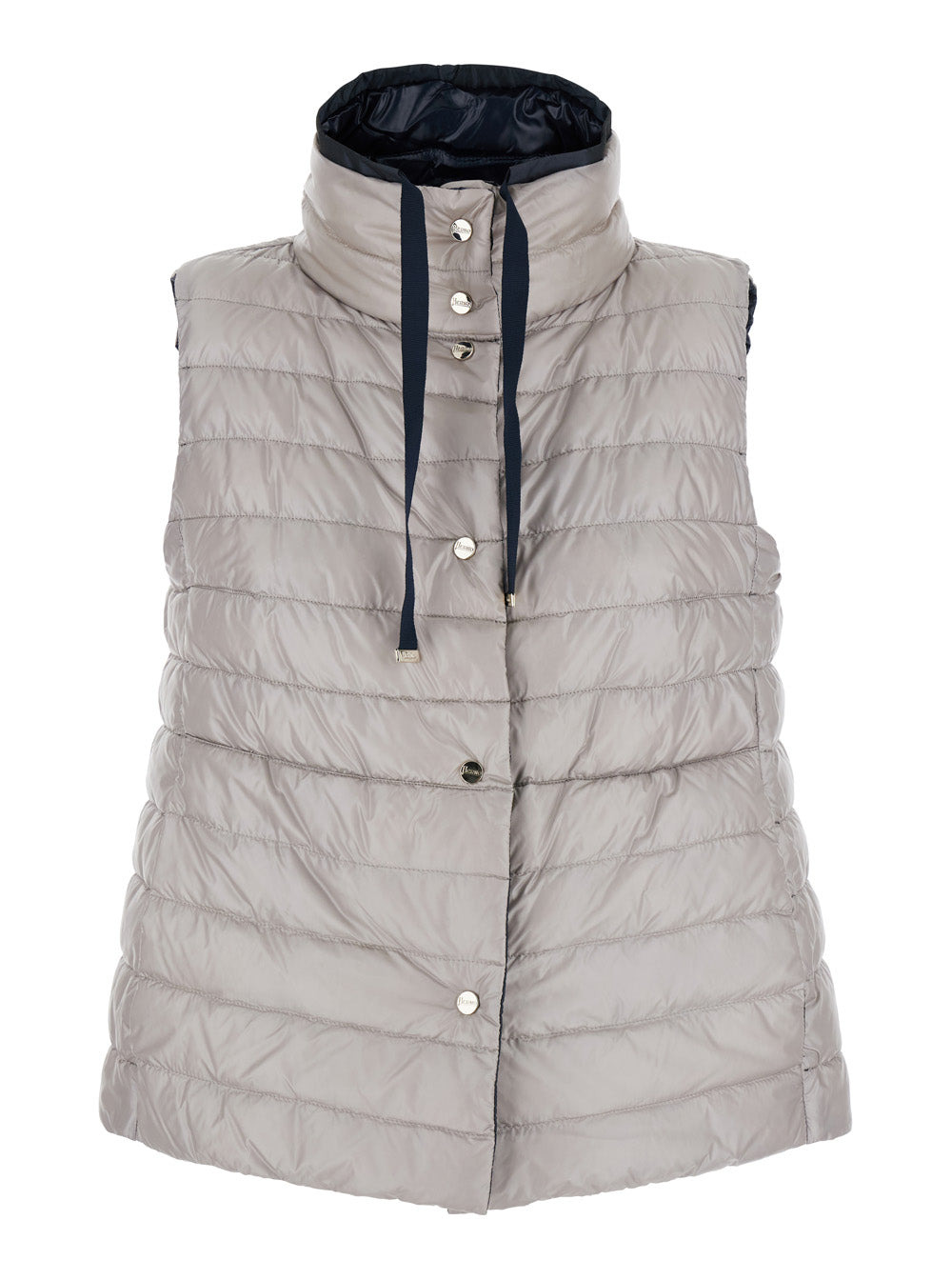 Herno Women Blue Vest With High Neck And Buttons With Logo In Tech Fabric Woman - 4