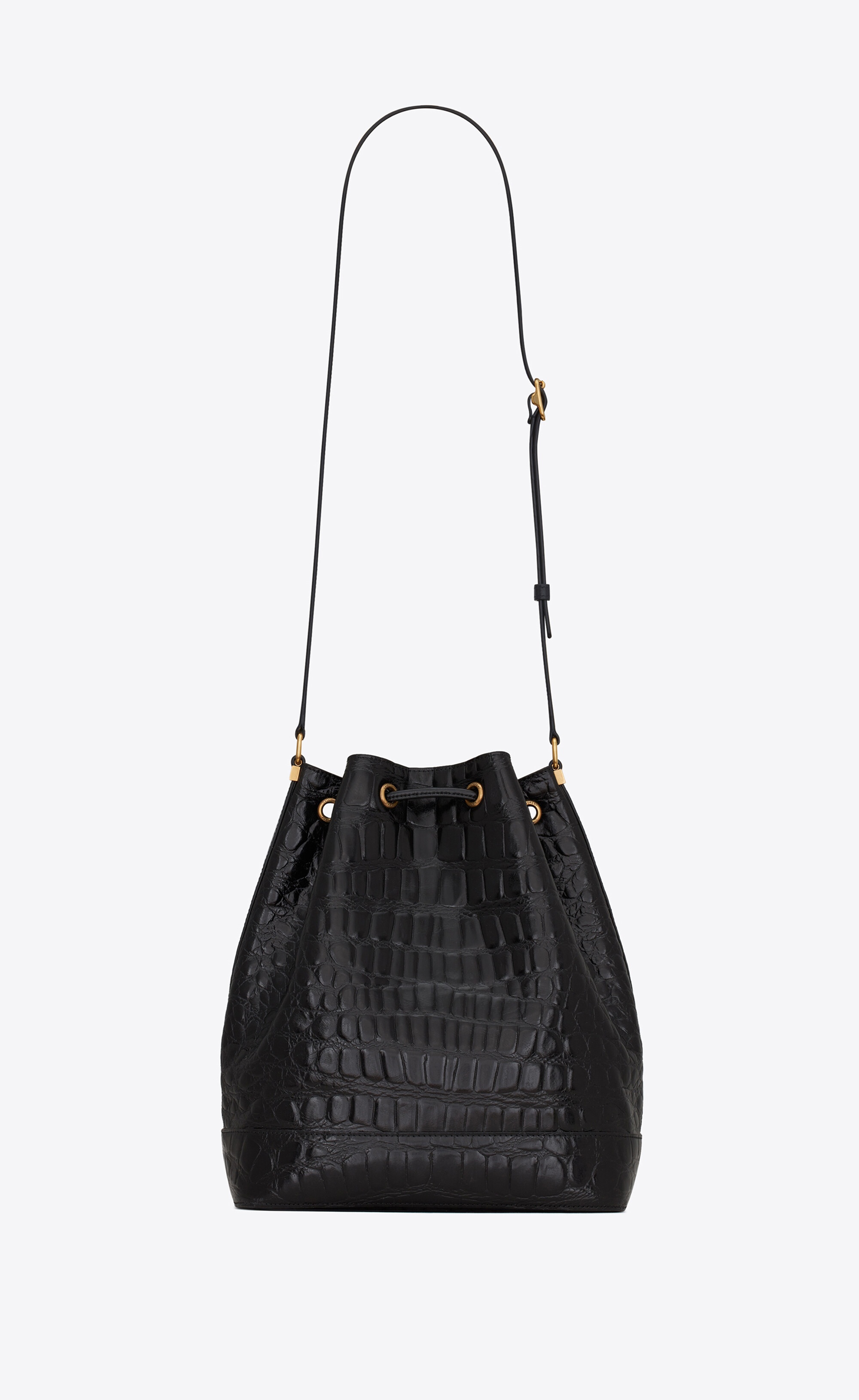 bucket bag in crocodile-embossed lacquered leather - 3