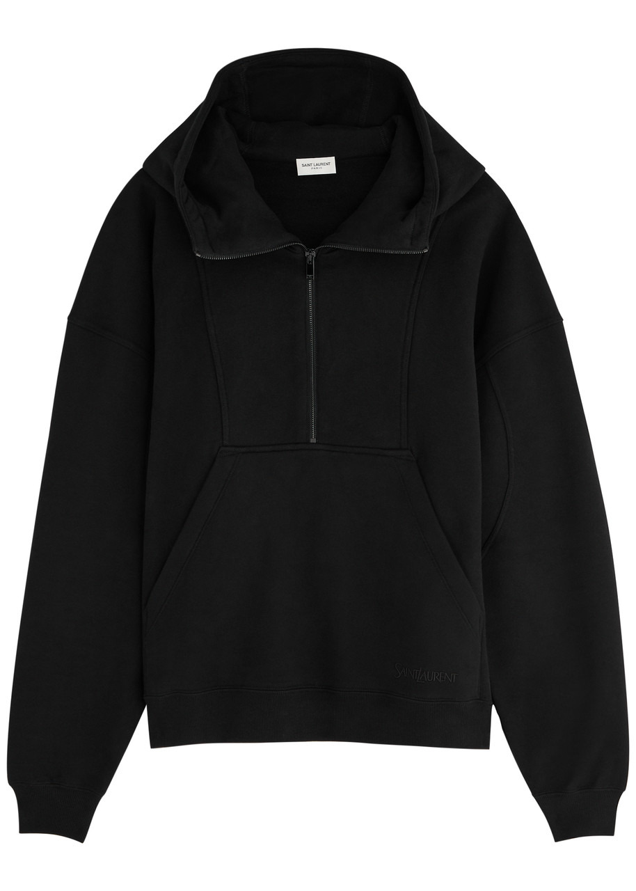 Saint Laurent Panelled Half-zip Hooded Cotton Sweatshirt - 1
