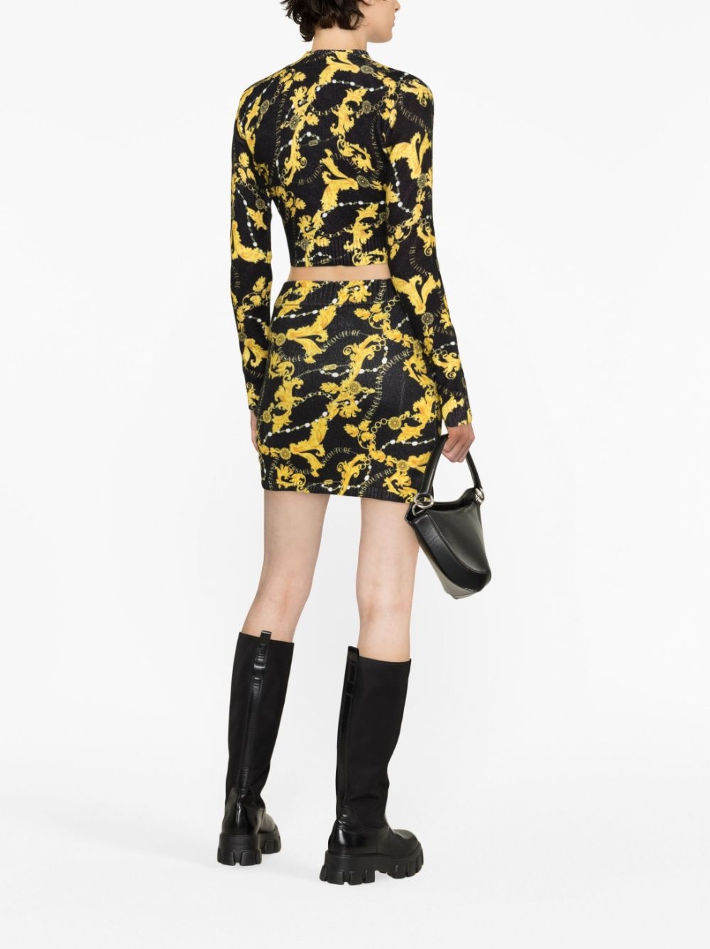 Chain Couture-print cropped jumper - 4