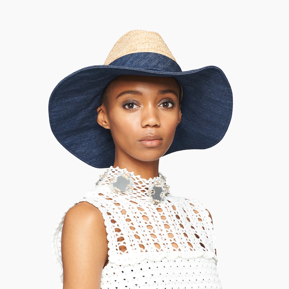 Raffia and denim hat - 2