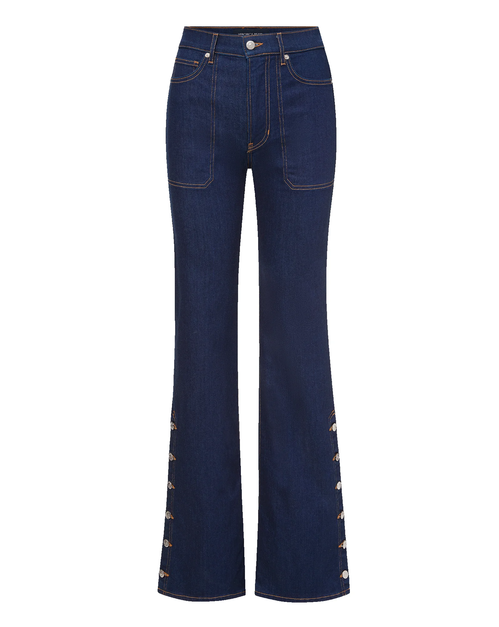 CROSBIE SLIM WIDE-LEG BUTTON-SEAM JEAN - 1