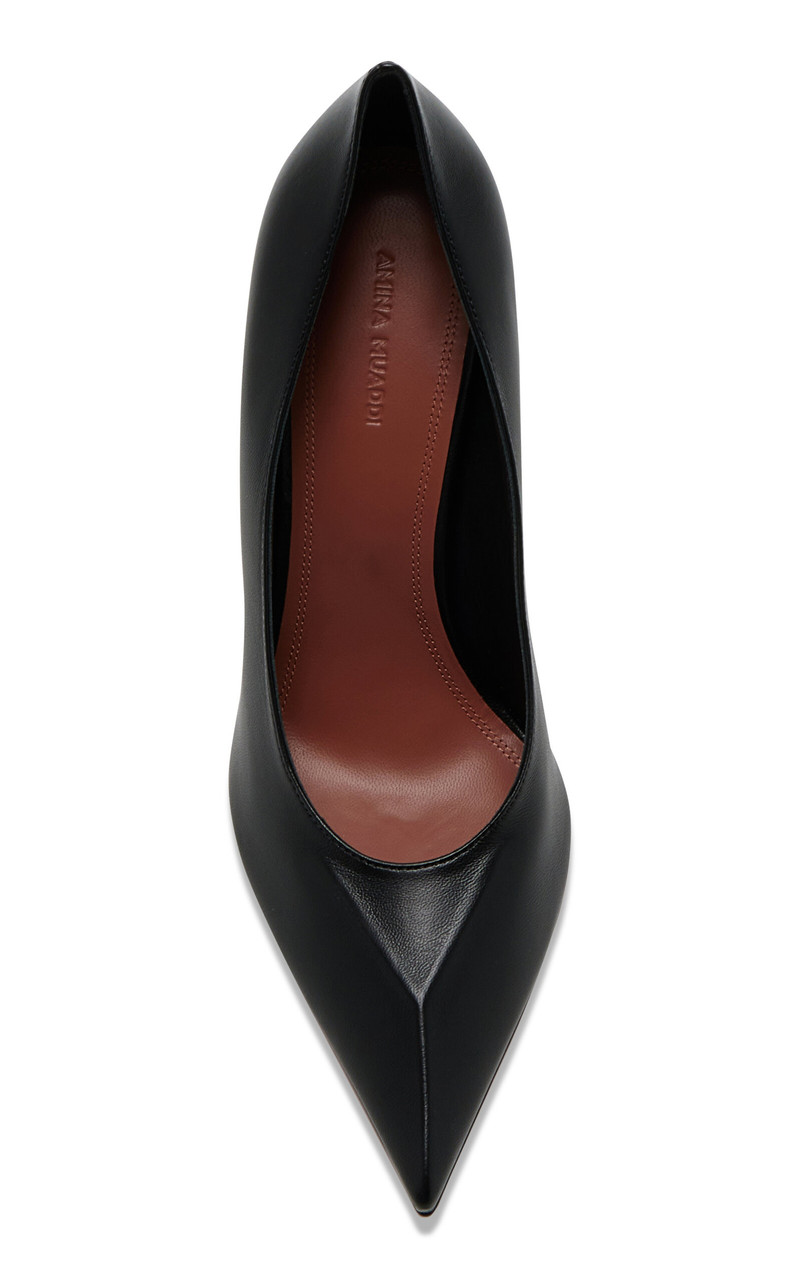 Amina Muaddi Christine Leather Pumps black outlook