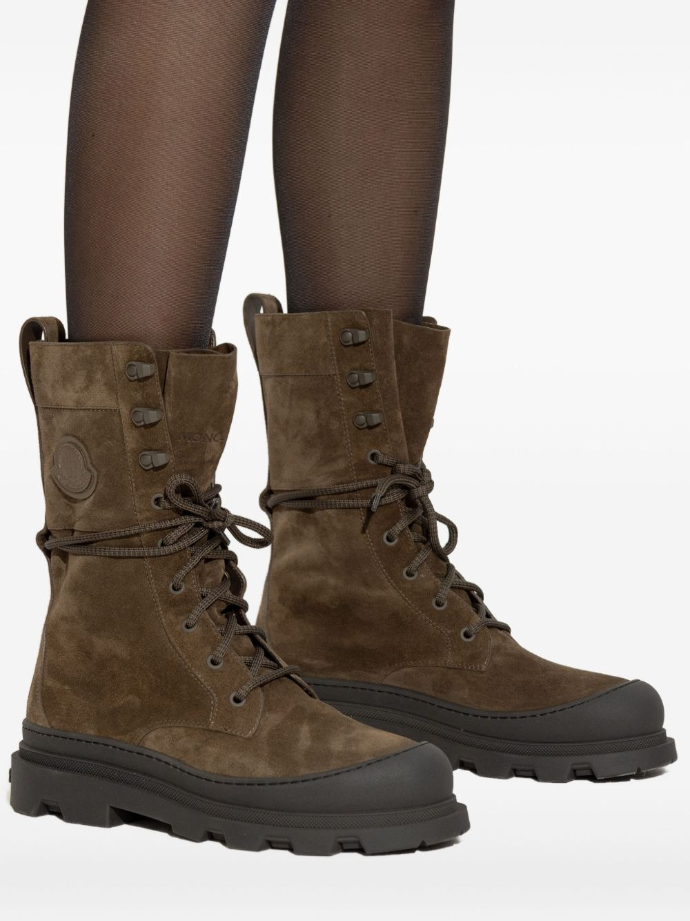lace-up suede boots - 4