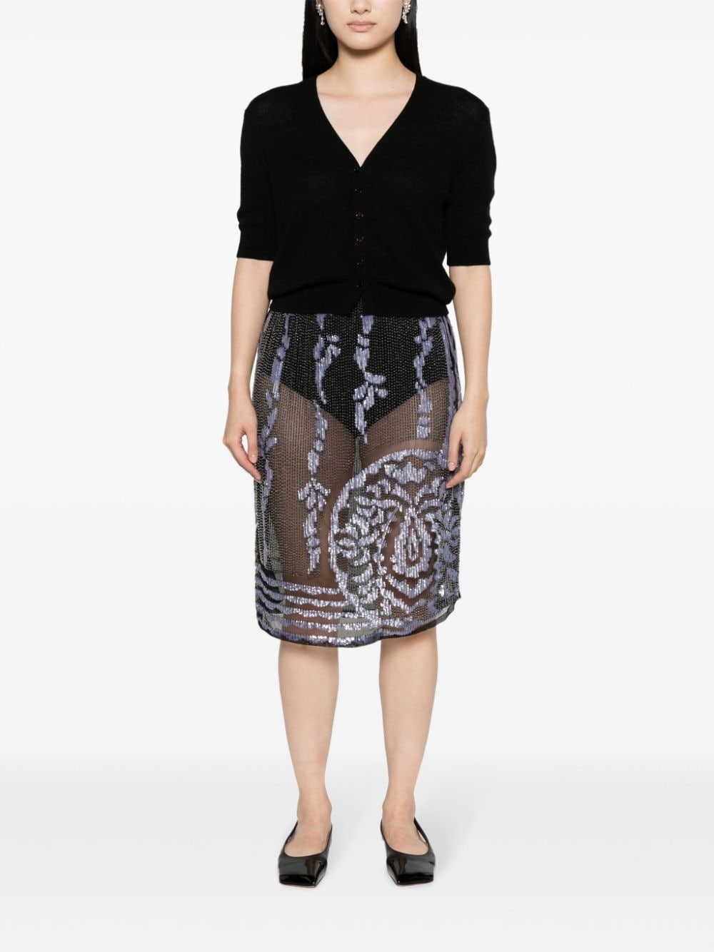 Hyatt bead-embellished midi skirt - 2