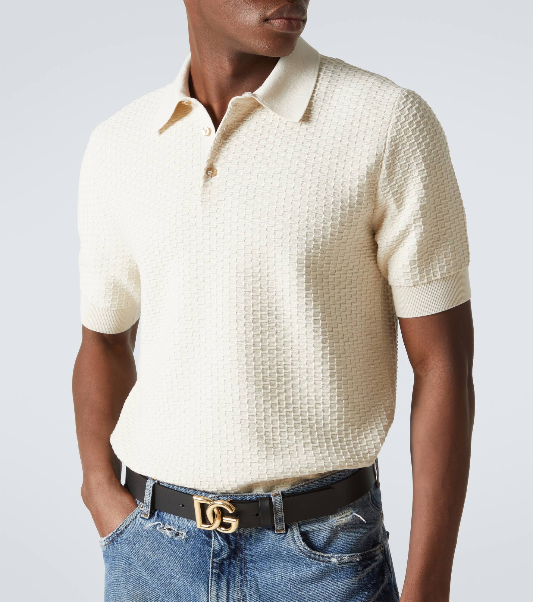 DG knitted cotton polo shirt - 5