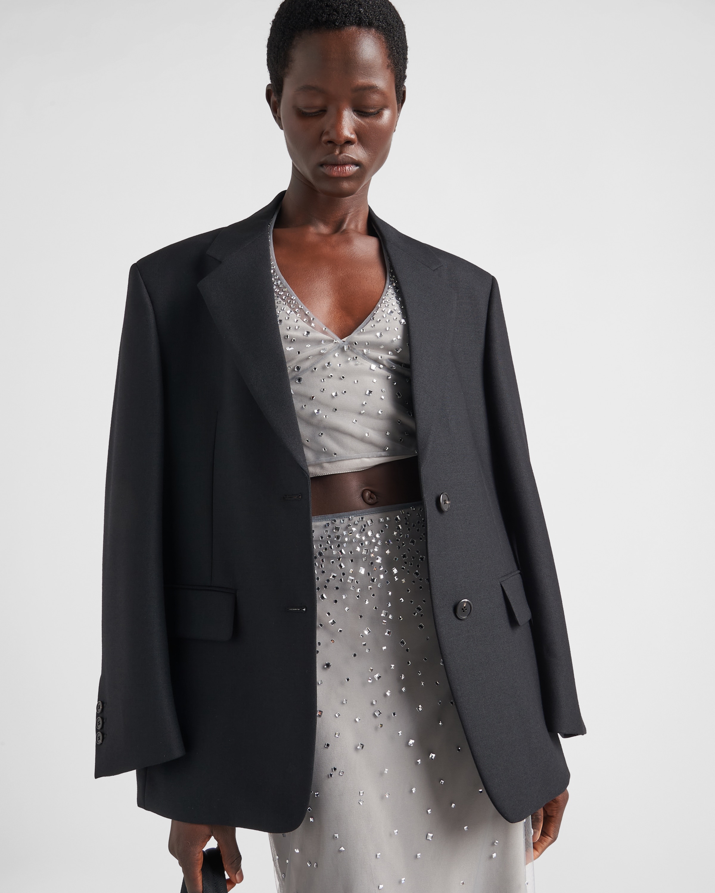 Crystal-studded tulle midi-skirt - 3