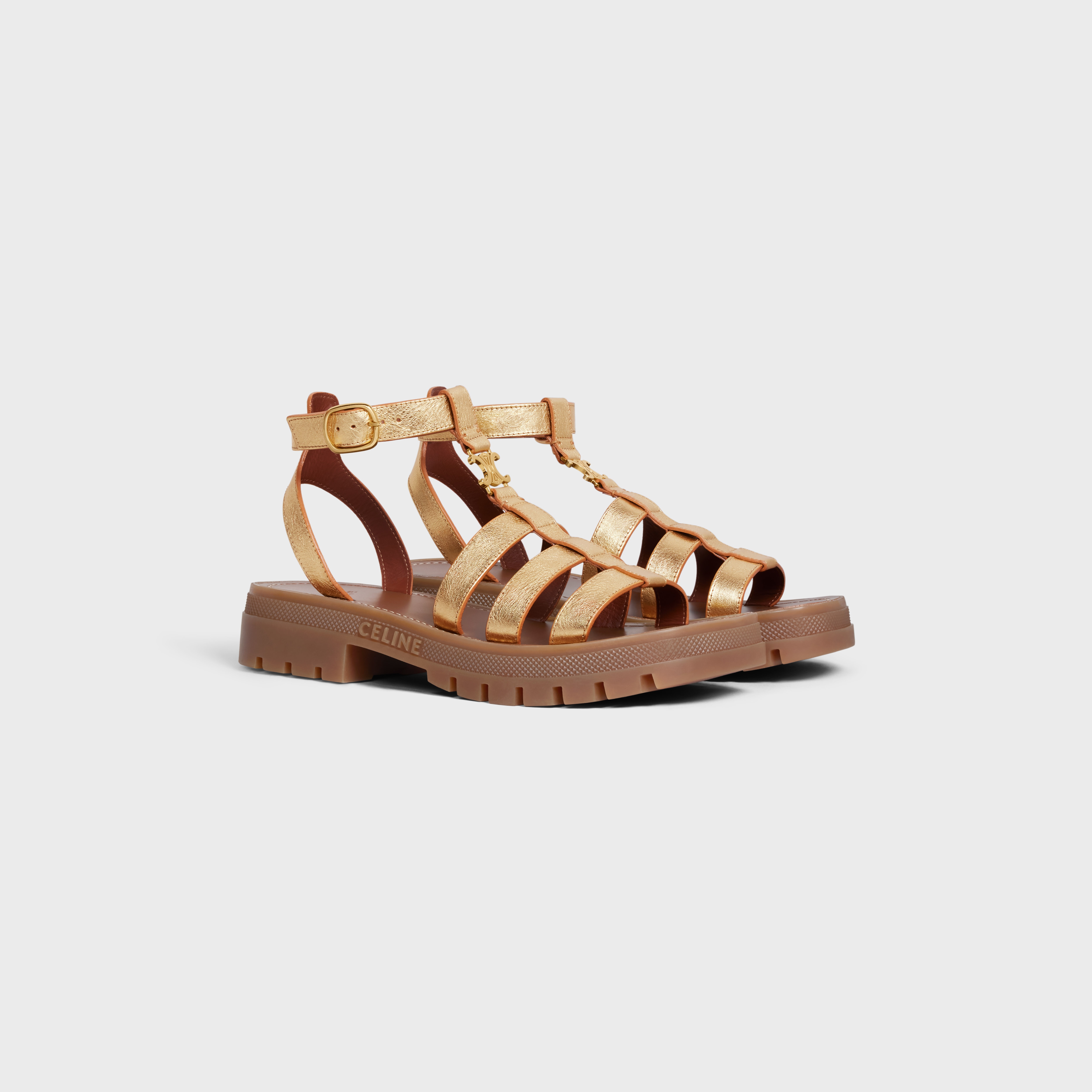 CLEA TRIOMPHE GLADIATOR CHUNKY SANDAL in Metalized Calfskin - 2