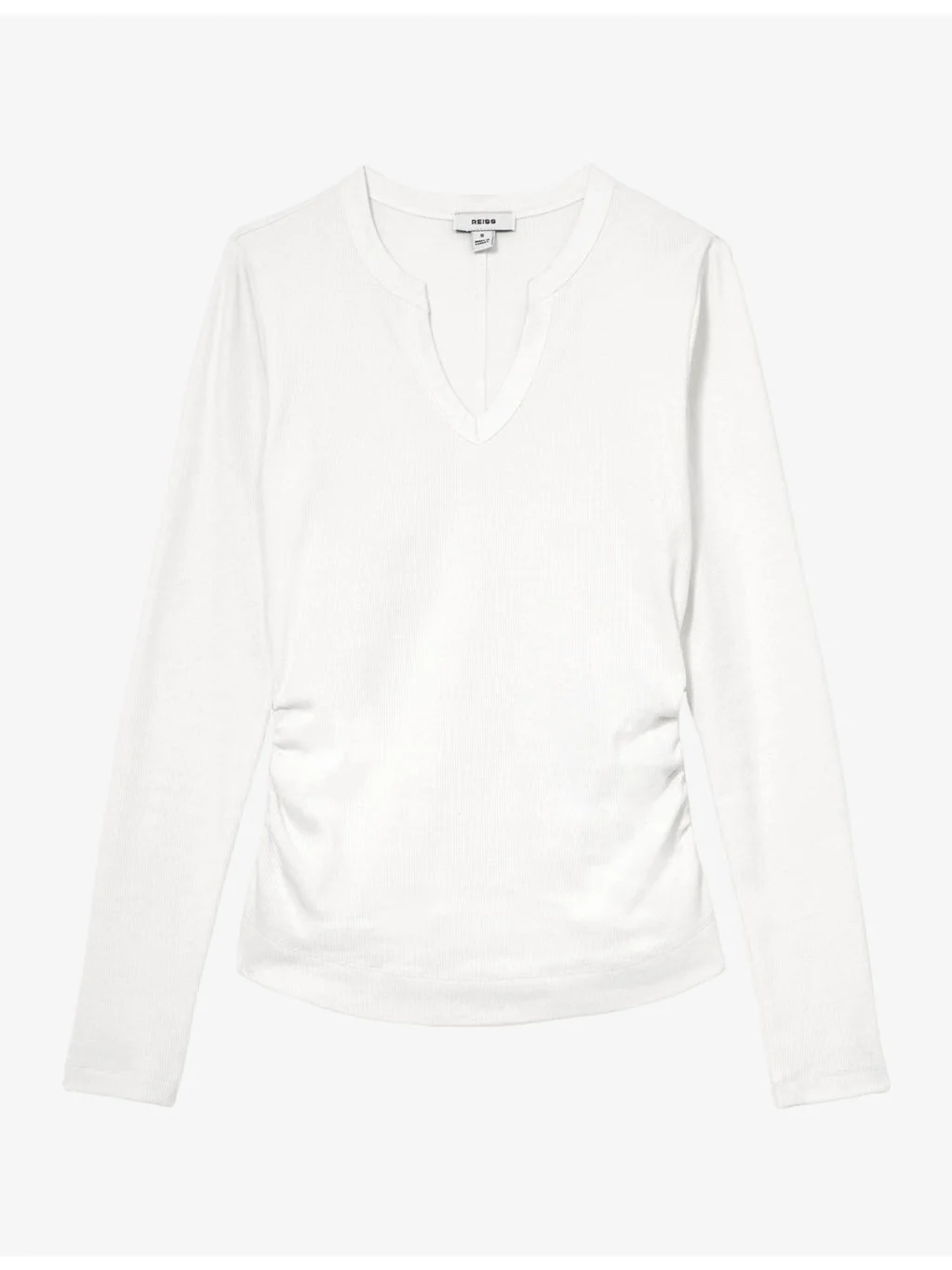 Athena Notch-Neck Stretch-Cotton Top - 1