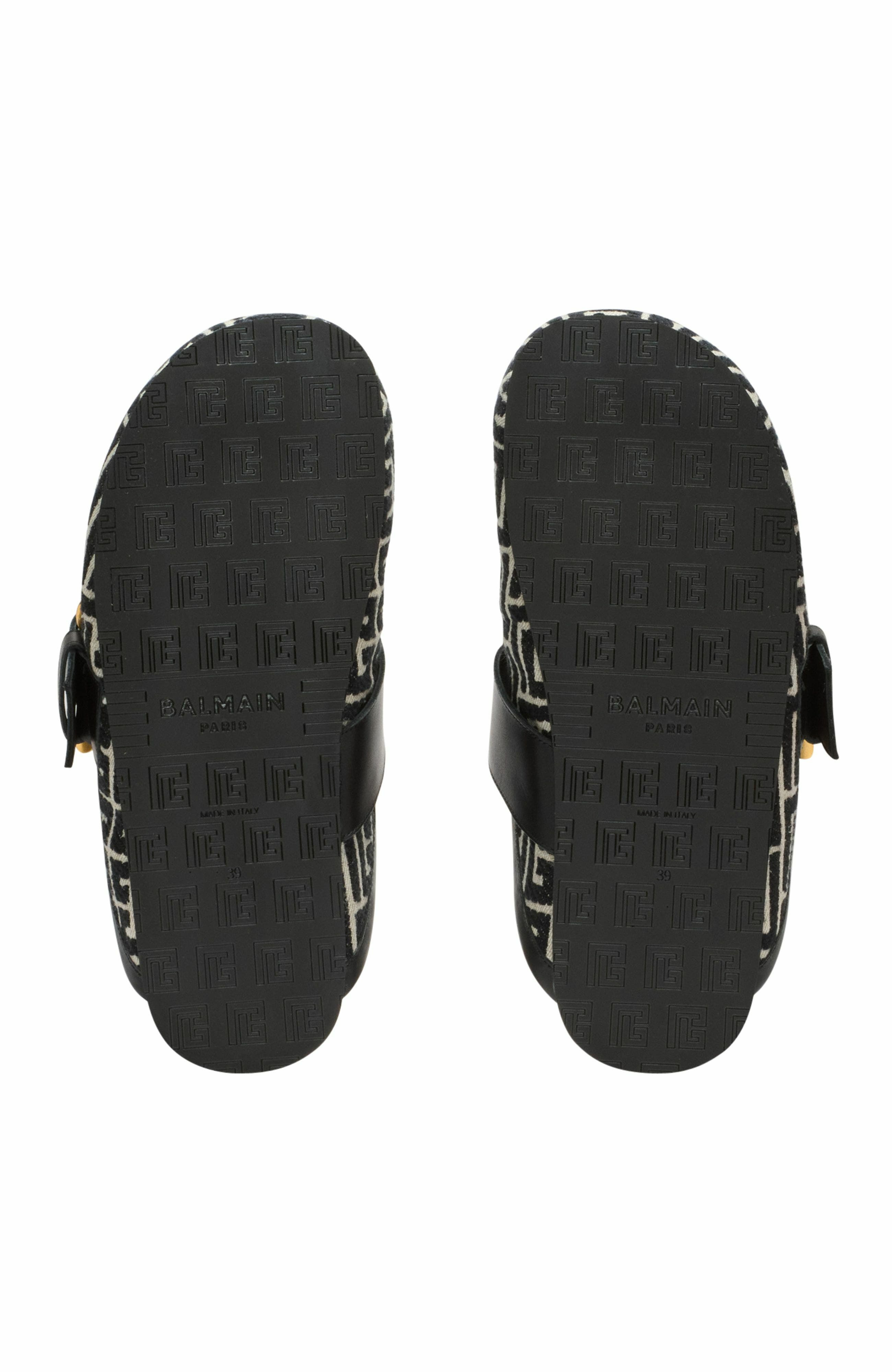 Balmain Anthem Mules In Jacquard Canvas With Pb Monogram in Black at Nordstrom - 9