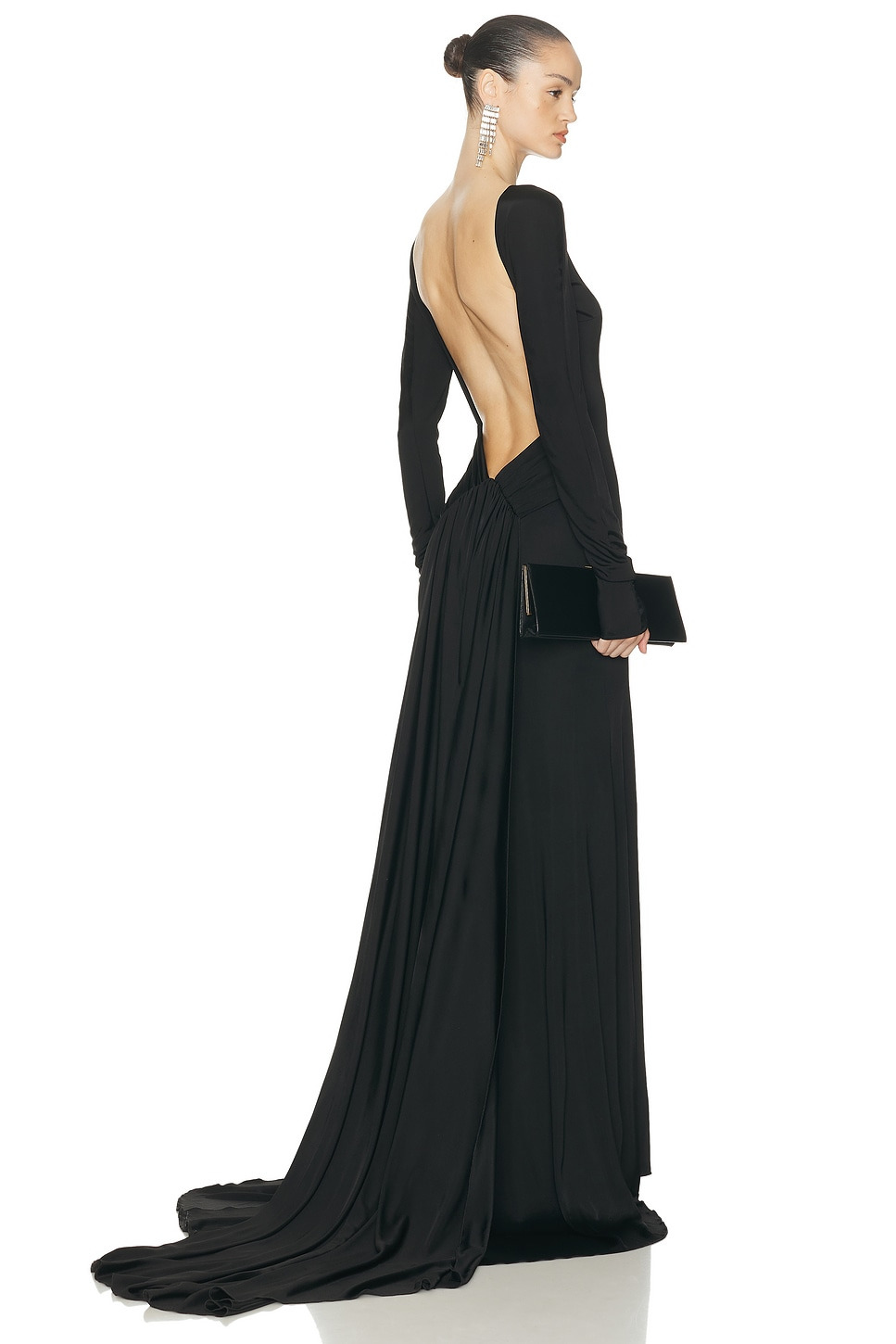 Open Back Long Sleeve Gown - 2