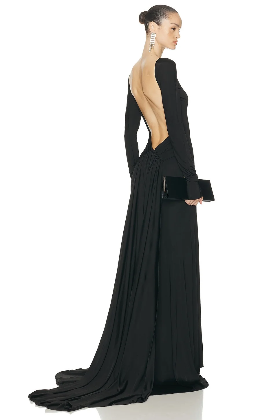 Open Back Long Sleeve Gown - 1