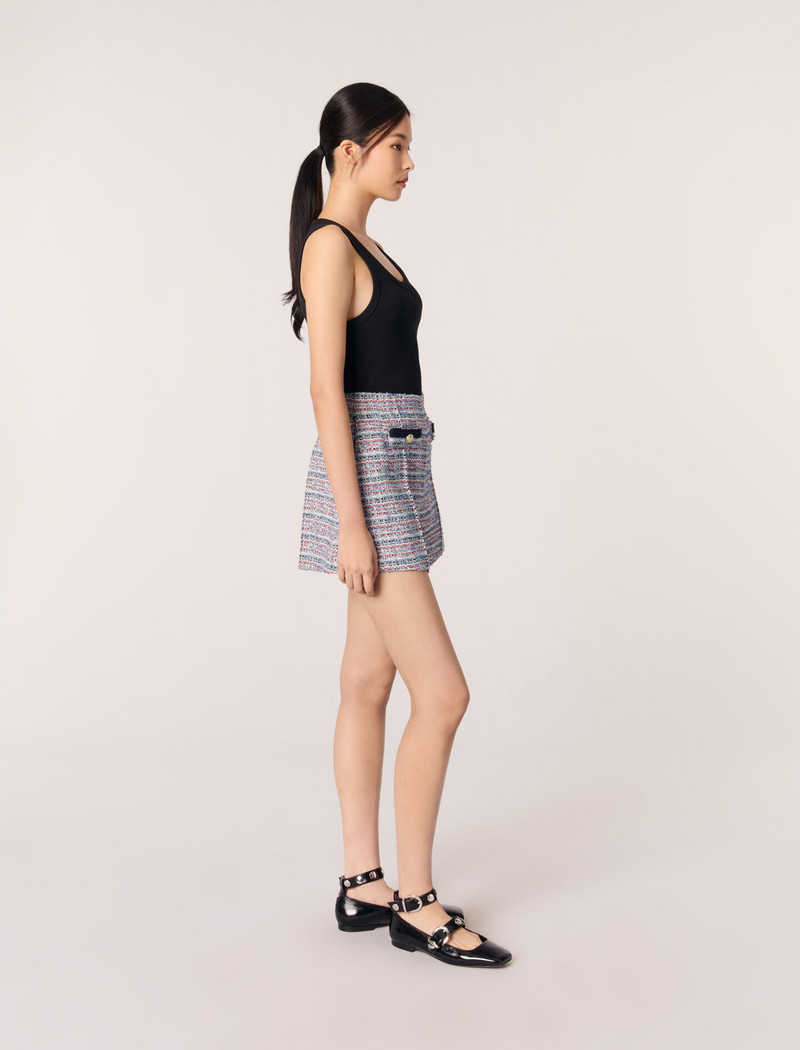 Tweed shorts with contrasting trim 3