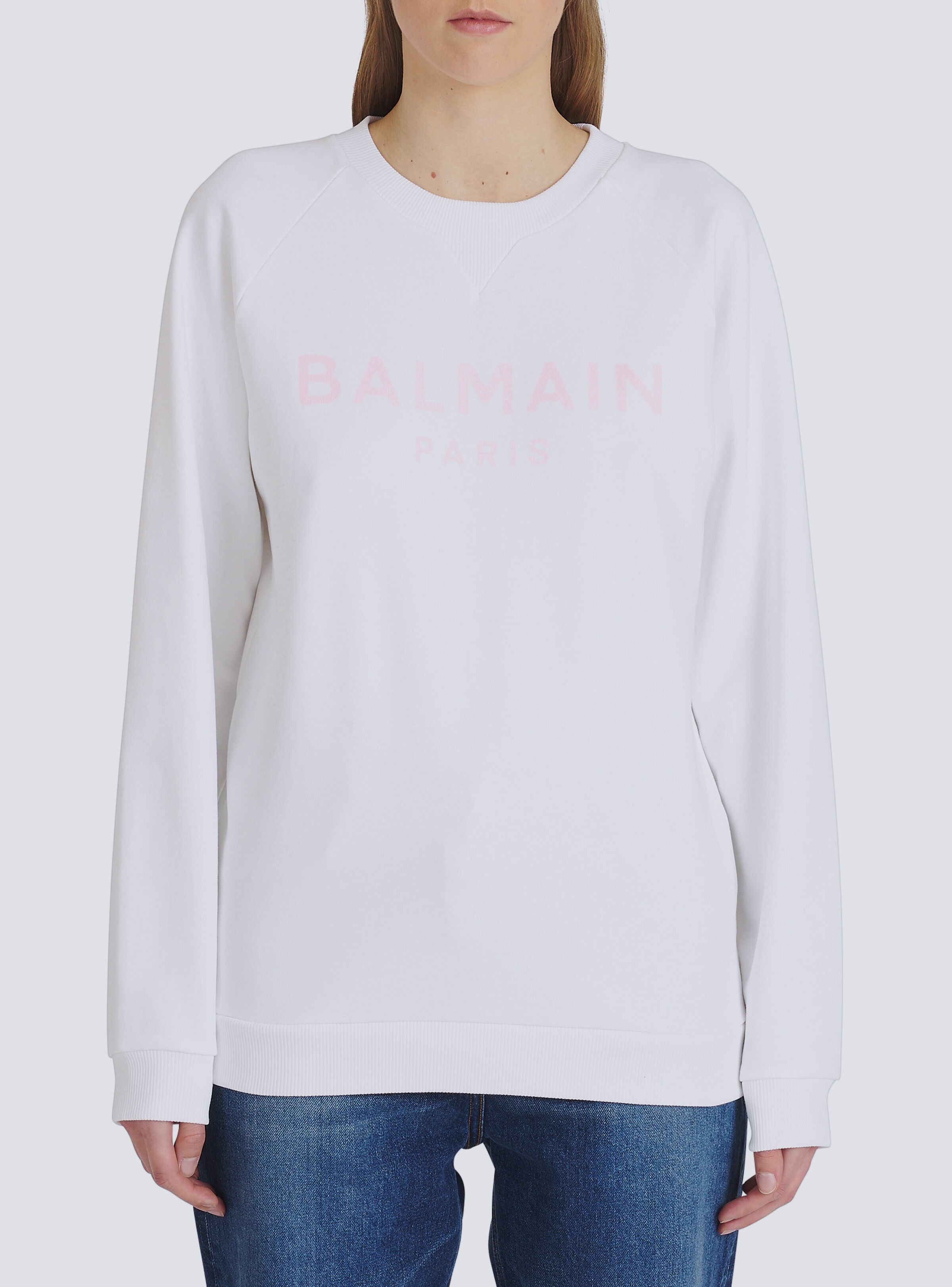 Eco-designed cotton sweatshirt with Balmain logo print - 6