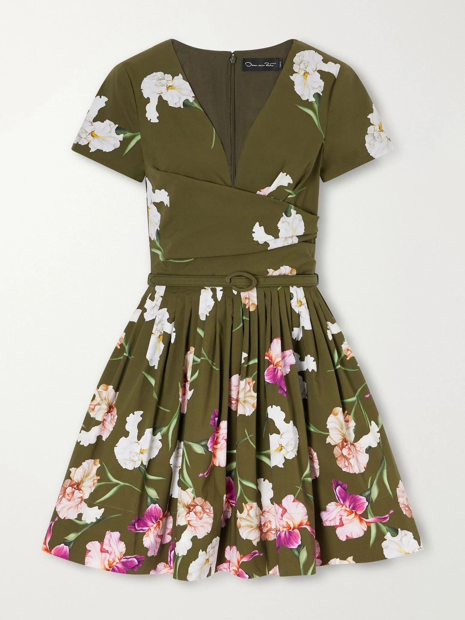 Iris belted draped floral-print cotton-blend poplin mini dress Multi - 1