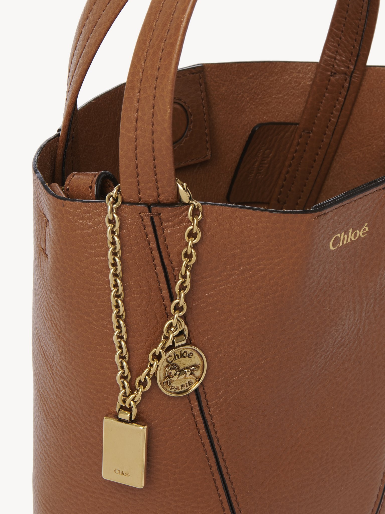 SMALL CHLOÉ SPIN TOTE BAG IN GRAINED LEATHER - 6