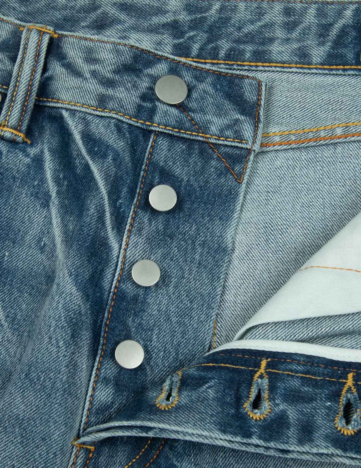 Leather Inlay and Seagull Pockets Baggy Fit Jeans - 10
