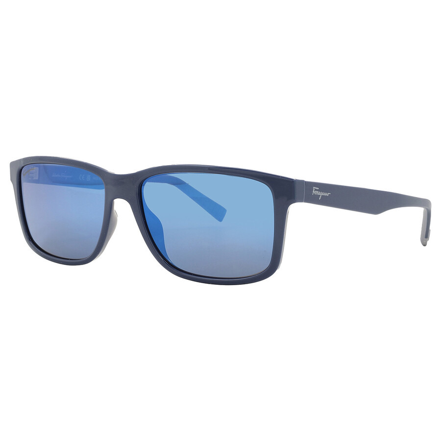 Salvatore Ferragamo Blue Rectangular Men's Sunglasses SF938S 435 57 - 3